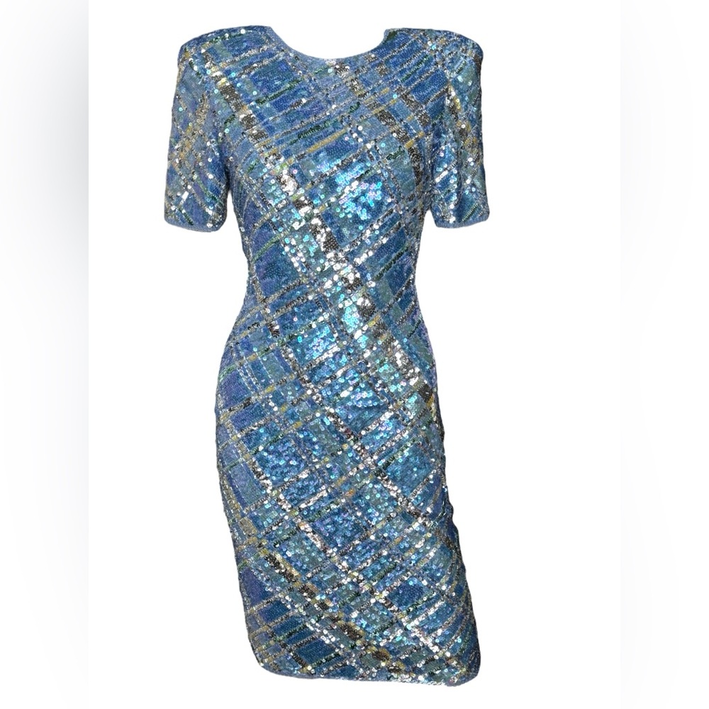 Joan Leslie Evenings Blue Sequin Dress